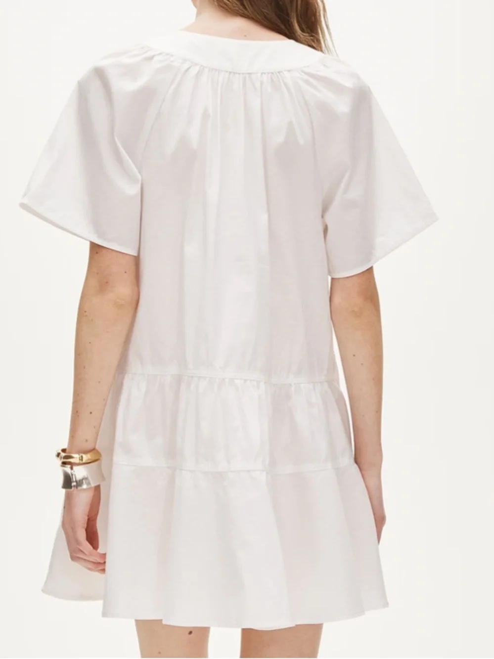J crew white Tiered popover dress in cotton poplin